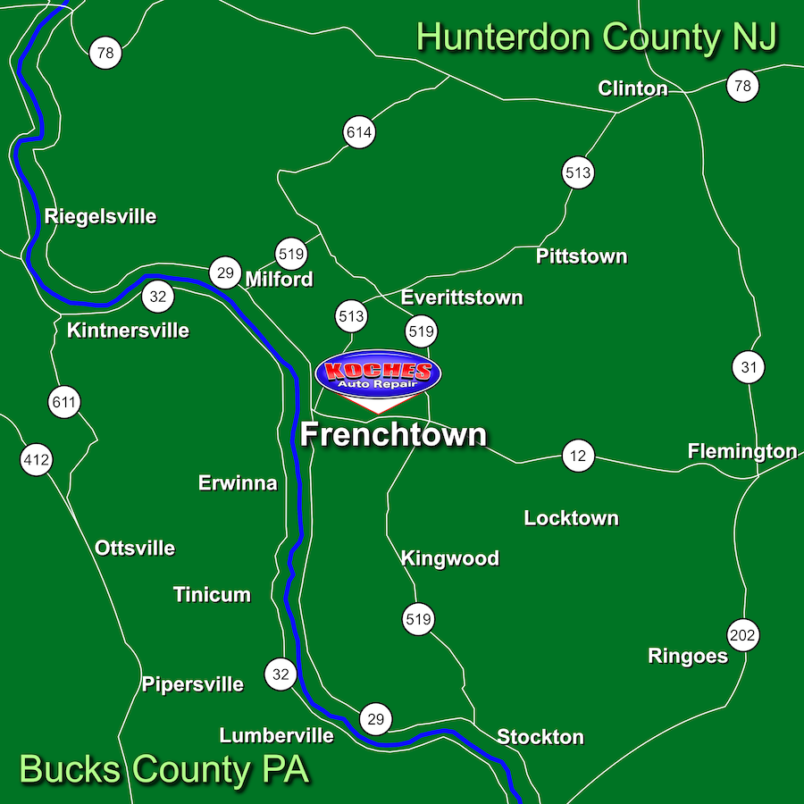 Map showing the location of our shop in Frenchtown NJ