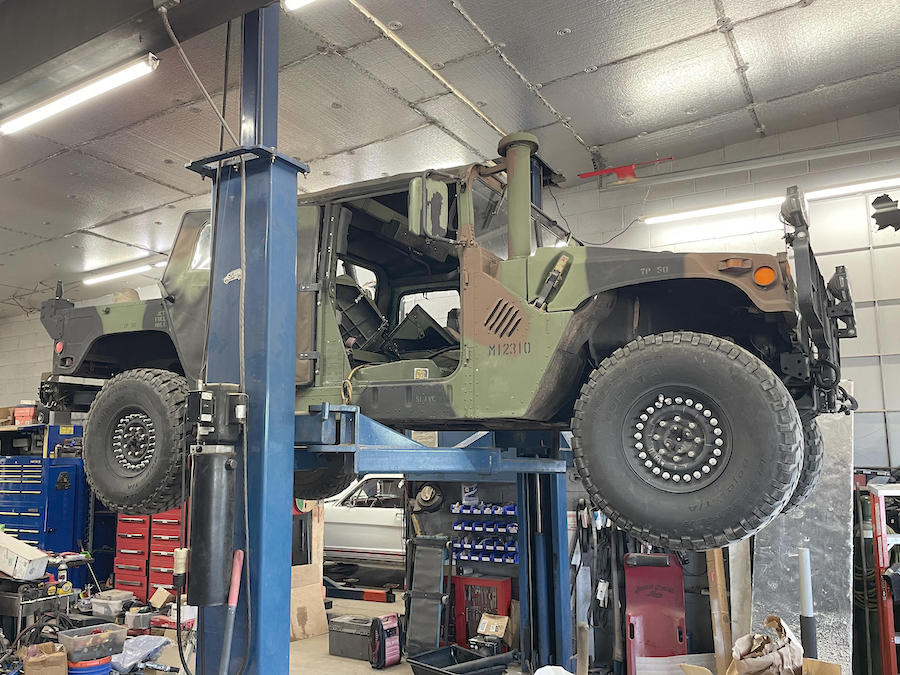 Hummer being repaired at Koches