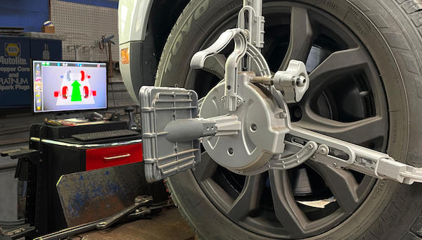 Tire being installed and aligned